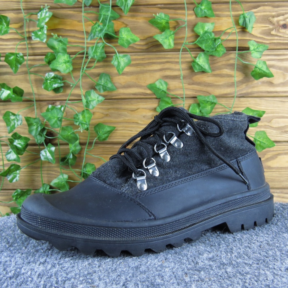 TOMS Men's‎ Black Lug Sole Textile Detail Lace Up Ankle Boots 7.5